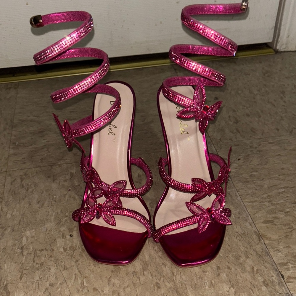 Bonnibel Pink Stiletto Heels with Spiral Design
